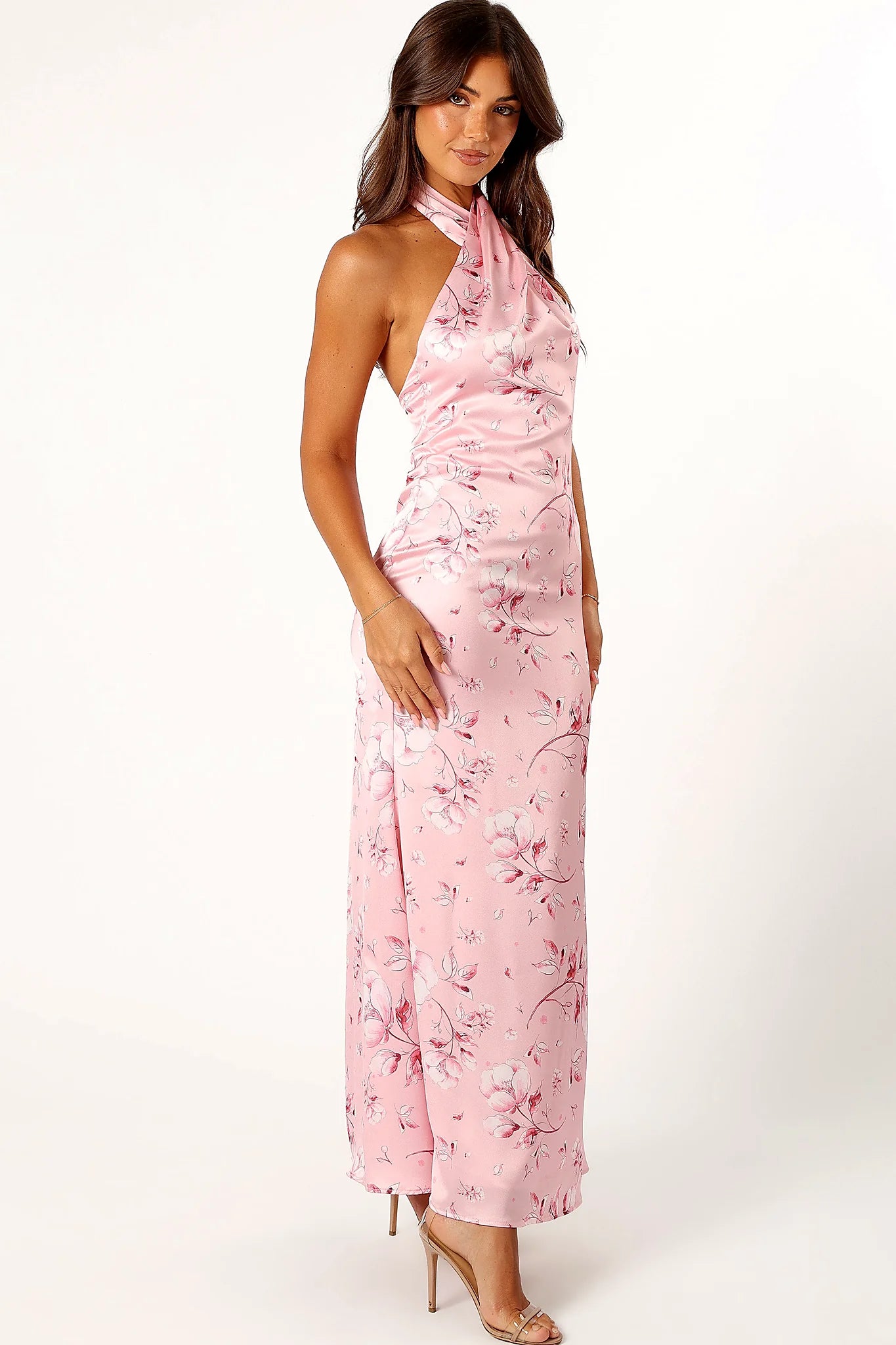 Mila Halterneck Maxi Dress - Pink Floral