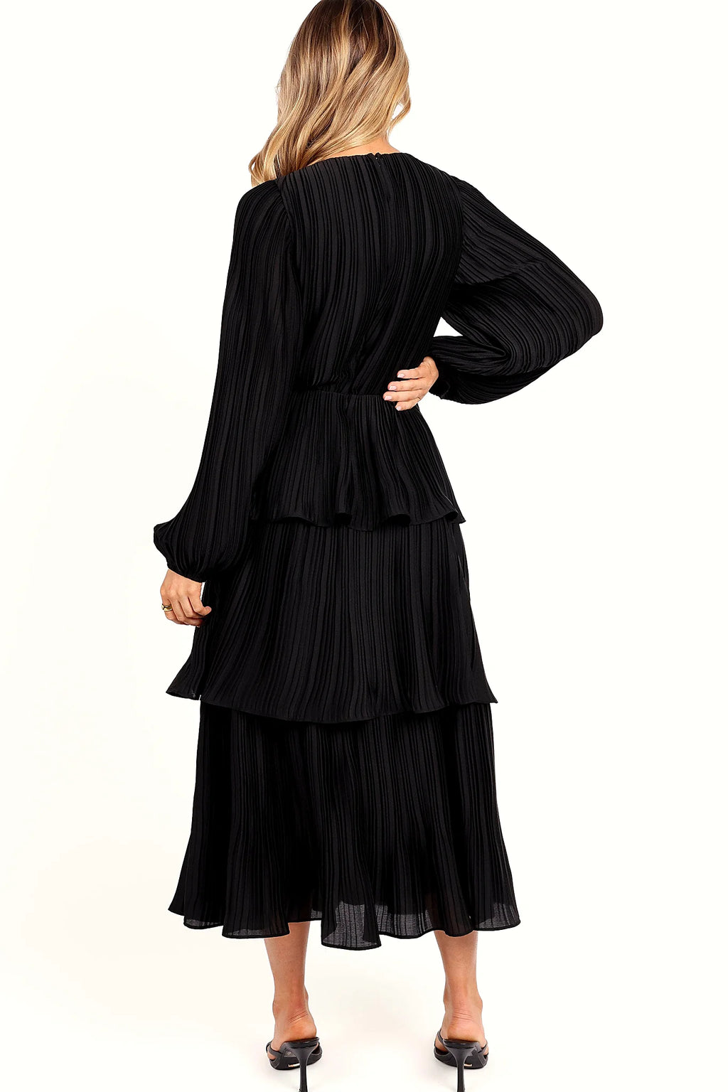 PIppa Long SLeeve Midi Dress - Black