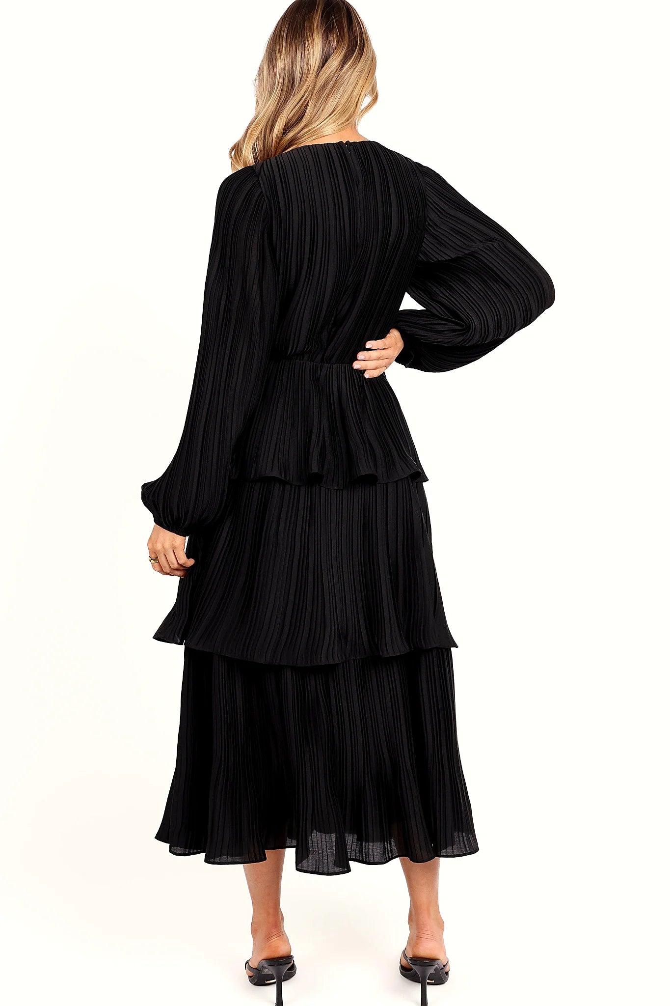 PIppa Long SLeeve Midi Dress - Black