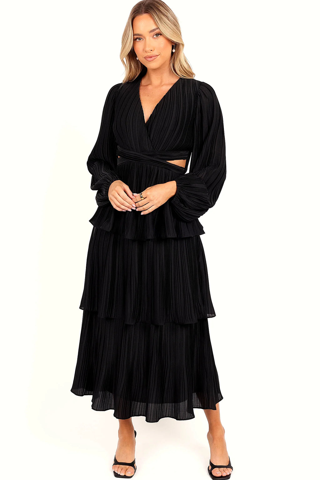 PIppa Long SLeeve Midi Dress - Black