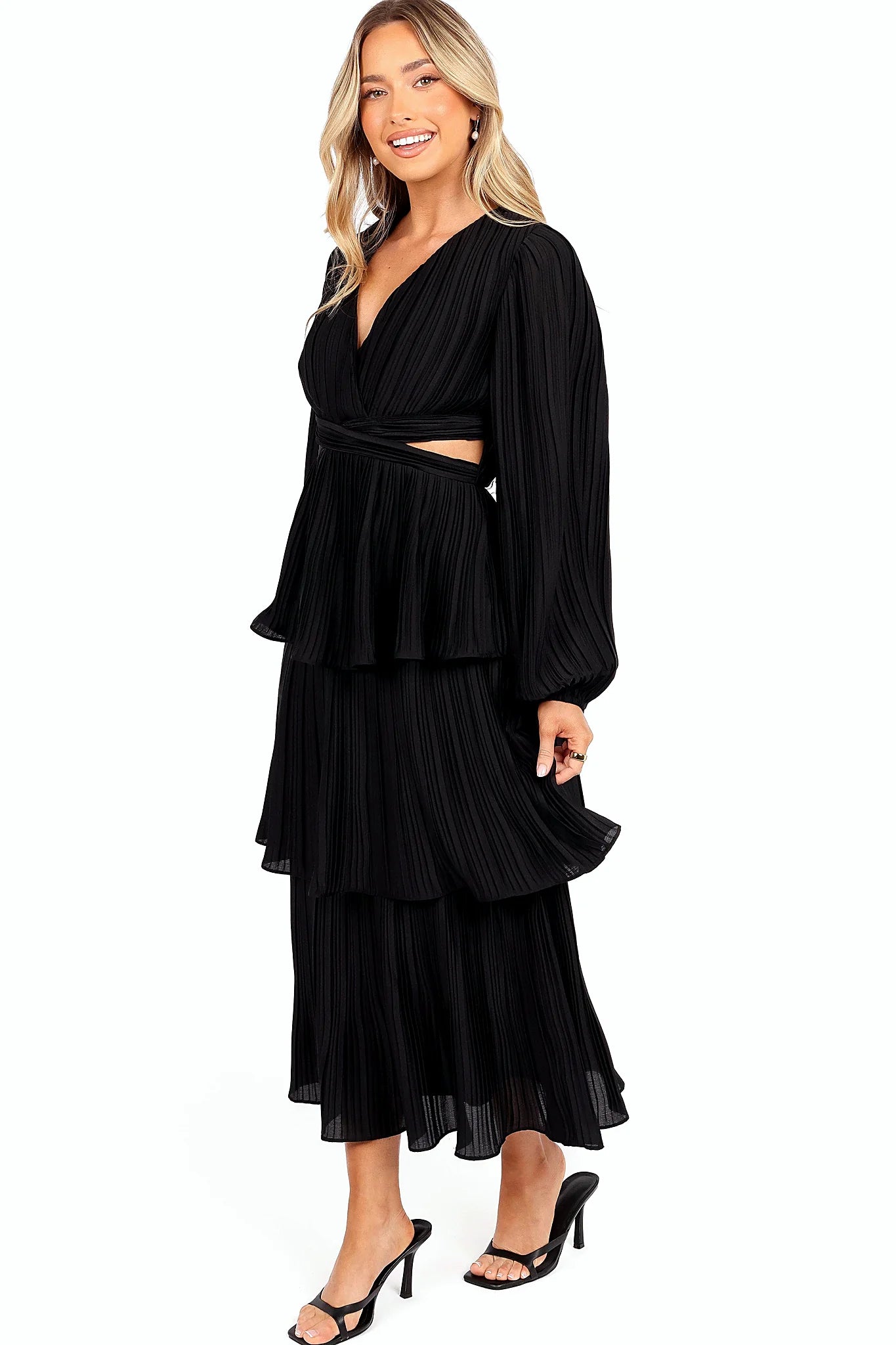 PIppa Long SLeeve Midi Dress - Black