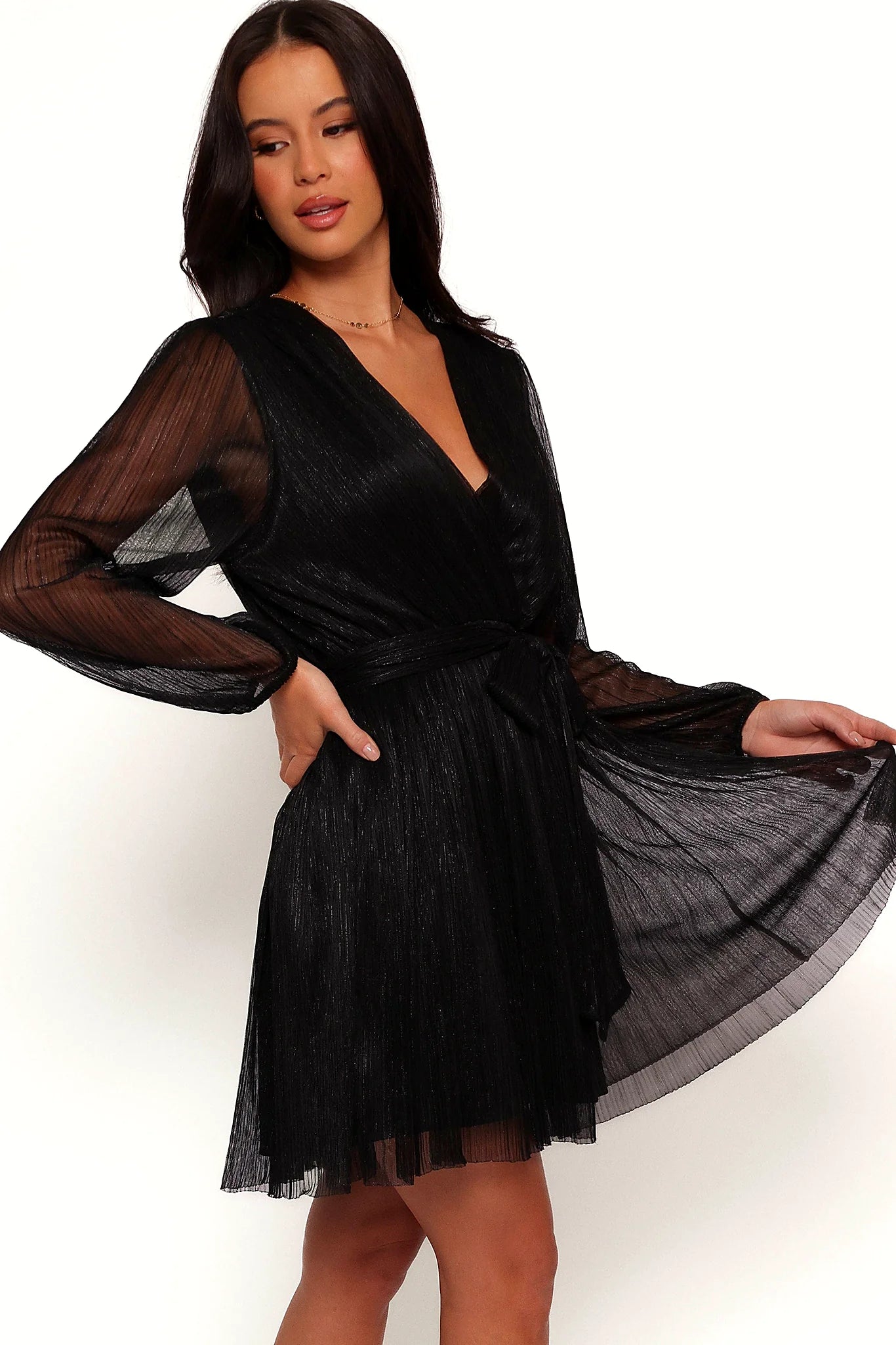 Zhara Long Sleeve Mini Dress - Black